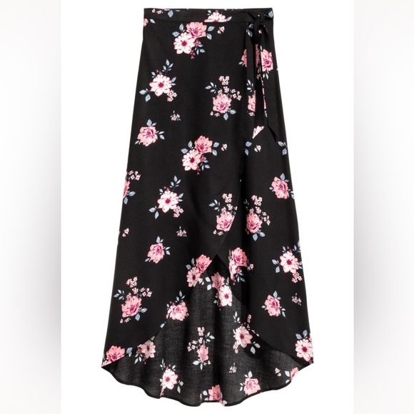 Divided Wrap Front Floral Maxi Skirt - Picture 2 of 7